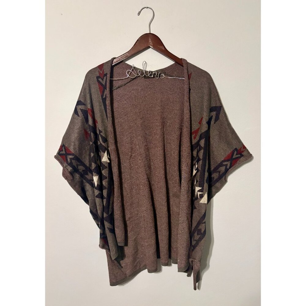 Bajee Collection by Becool One Size Aztec Design Short Sleeve Poncho Cardigan